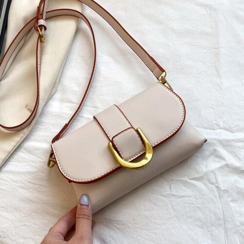 Small Satchel Pu Leather Shoulder Bags For Women Big Metal Buckle Phone Purse Women Waist Bag Mini Crossbody Bag Femal Bolso