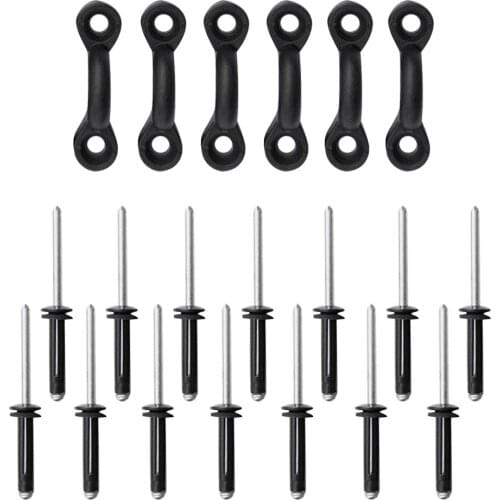 Marine 6 Pcs Nylon Pad Eyes with 12 PCS Tri-Fold Aluminum Rivets for Kayak Canoe Inflatable Boat Dinghy Fishing Rigging Accessor