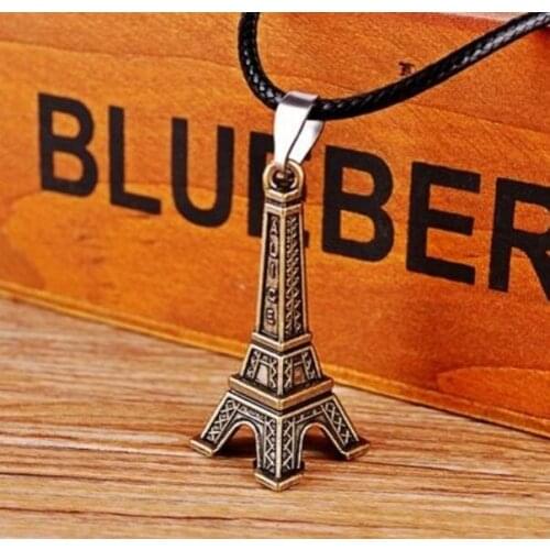South Korea Ornament Retro Eiffel Iron Tower Men Titanium Steel Necklace Holiday Gift