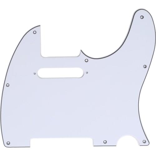 Musiclily 8 Hole Tele Guitar Pickguard for USA/Mexican Made Fender Standard Telecaster Modern Style, 3Ply White
