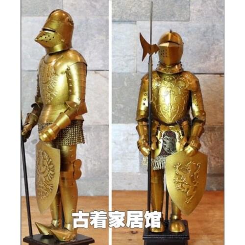 Medieval Knight desktop ornaments / European style of the ancient warrior / iron bar room office decoration model