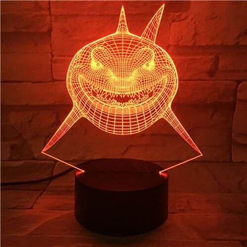 Shark Nightlight Creative 3D Desk Lamp Acrylic Night Light LED Color Changing Atmosphere Decor Kids Birthday Gift Bluetooth Base