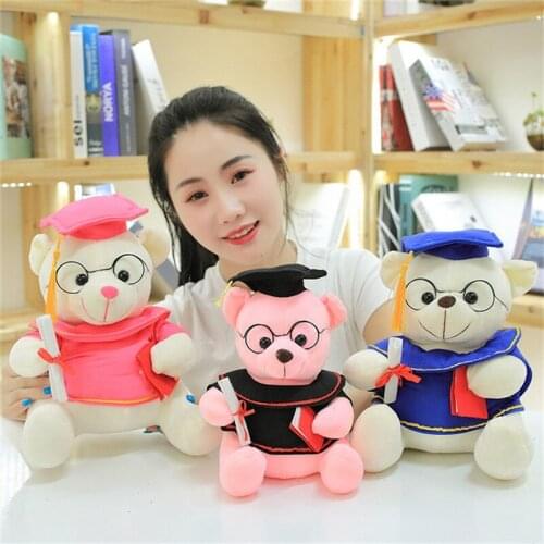 New 1pc 8 Colors Children Kawaii Kindergarten Graduation Gifts Colorful Plush Dr. Bear Doll For Boys&girls Soft Plush Pet Bear