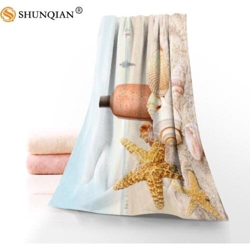 New Custom Seashells Towel Printed Cotton Face/Bath Towels Microfiber Fabric For Kids Men Women Shower Towels
