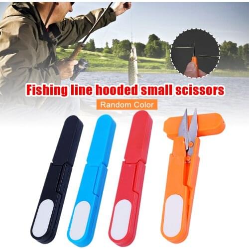 Fishing Line Scissor Portable U Shape Scissor Beading Thread Cutter with Cap Non-Slip Cutting Tool Fish Tackle Scissors Pliers
