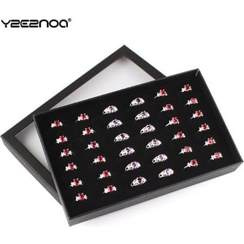 Transparent Window 36 Slots Ring Jewelry Pendant Display Organizer Tray Holder Earring Jewelry Storage Case Jewelry Box Showcase