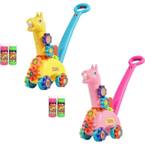 Hand Push Giraffe Electric Bubble Machine Automatic Blowing Bubble Car Blower Maker Outdoor Summer Toy with Light Music