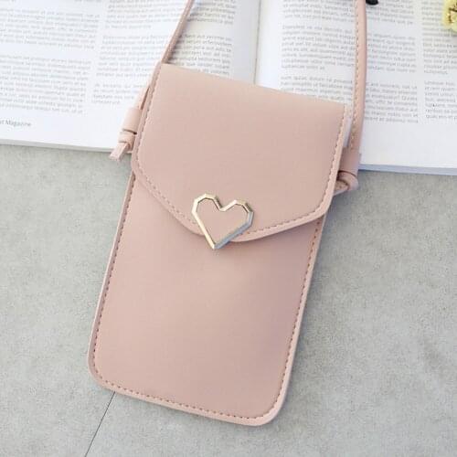 Women Bag For Phone Transparent Women Coin Purse Cross Shoulder Bag Girls Cute Phone Bag Mini Heart type Hasp Mobile Pouch