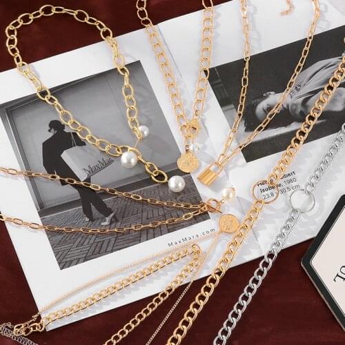 Trend Metal Necklace For Women Portrait Pendant Chain Bracelets Big Silver Necklace Women Pearl Necklace Jewelry Hot Selling New
