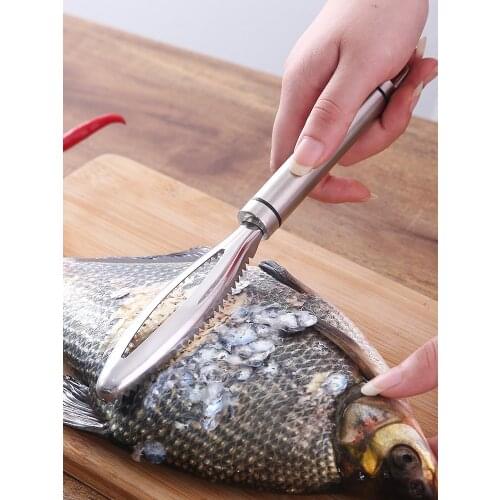 Thickened Stainless Steel Scale Scraper Multi-Functional Scales Scraper Fish Killing Brush Fish Peeler Kitchen Gadget
