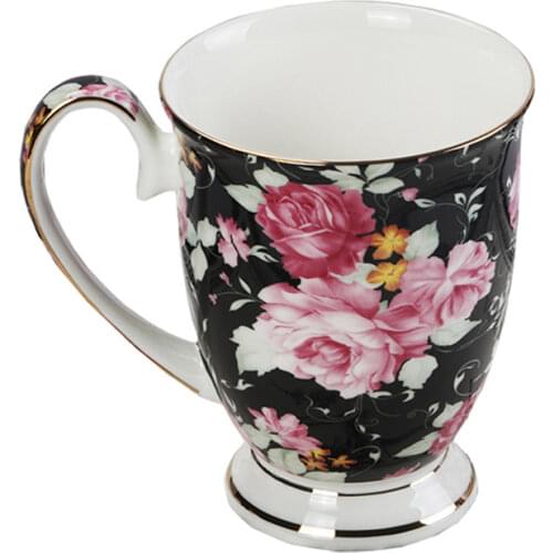 NEWYEARNEW 1piece 300ML Ceramic Water Tea Coffee Cup Retro Flower Business Tableware Wedding Gift