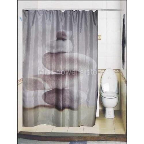 Balance Pebble Stone Pattern Shower Curtain Bathroom Waterproof Mildewproof Polyester Fabric With 12 Hooks 180cm*180cm