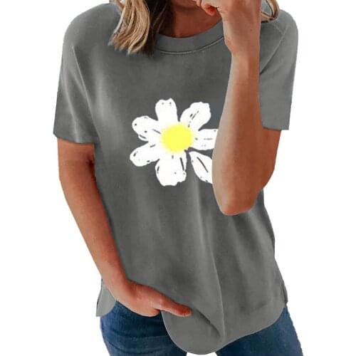 WomenS Floral Print T-Shirt O-Neck Short Sleeve Tops T-Shirt Summer Tshirts For Women 2021 Style Casual Short Chemisier Femme
