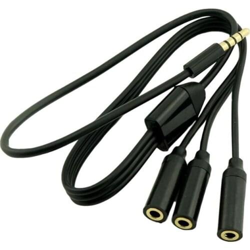 1pc 1.5FT/50CM Gold Plated 3.5mm 1/8" 4 Pole Male to 4 Pole 3x Female Stereo Audio Y Splitter Adapter Cable Black