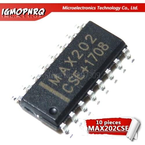 10pcs MAX202CSE MAX202 CSE SOP-16 RS-232 Interface IC 5V RS-232 Tcvr w/0.1uF External Cap new original