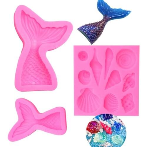 3PC/Set Mermaid Tail Fondant Cake Moulds Silicone Mold Cake Decorating Baking Tools Handmade Soap Mold Fish Fork Tail
