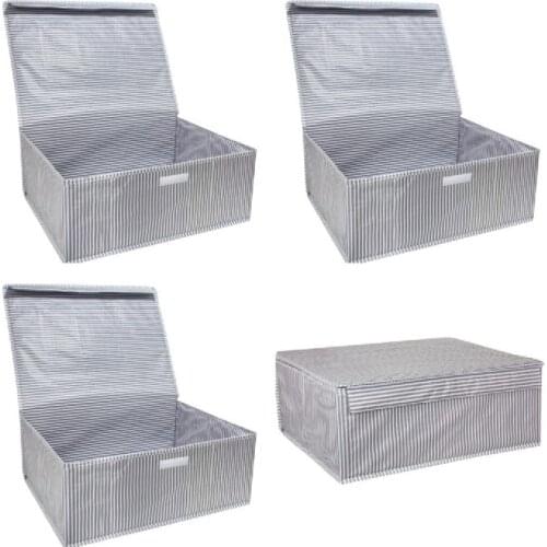 4 pcs Multi-Purpose Storage Box With Lid Plinth The holdall 50*40*19 Folding Clothes Storage Box Large quilt blanket Home Storage