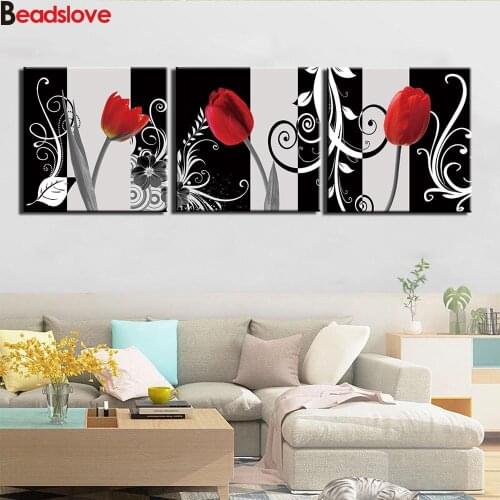 Diamond painting red rose flowers 5d diamond embroidery cross stitch full square round 3D DIY home decor Still life flower