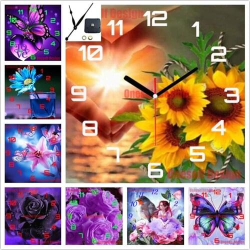 2020 new diy diamond painting cross stitch with clock flower diamond embroidery full set diamond art kit cross stitch embroidery