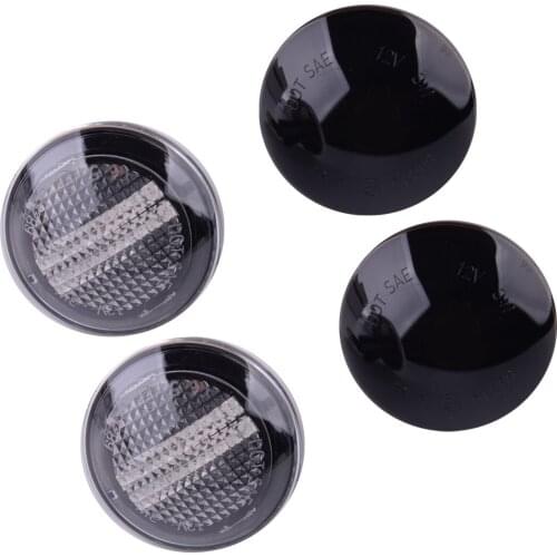 Car 2Pcs/Set Dynamic LED Side Wing Repeater Indicator Lights Round fit for Land Range Rover L322 (Smoked/Clear Lens)