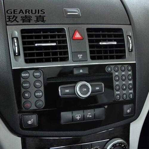 Car Styling For Mercedes Benz W204 Center Console Air Conditioner CD Panel Button Cover Sticker Trim C Class C200 C260 C300 C180
