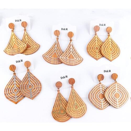 Free Shipping!2021 Acrylic With Wood Wooden Stud Earrings can mixed designs