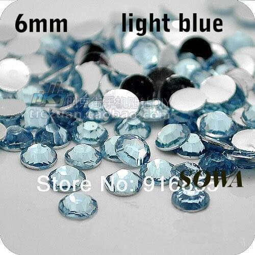 Free Shipping 500pcs/bag SS30 Size 6mm Light Blue Resin Flatback beads,Nail Art beads,DIY Wedding Decoration