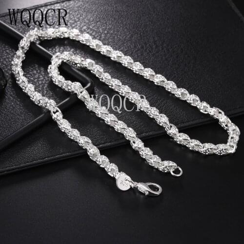 925 Silver colour 20 Inch 5mm Faucet Chain Thick Necklace For Women And Men Fashion Wedding Engagement Accessories Jewelry