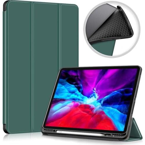 For iPad Pro 12.9 2021 Case with Pencil Holder Enclosure Smart Case for iPad Pro 11 2021 Flexible Back Cover for iPad Pro