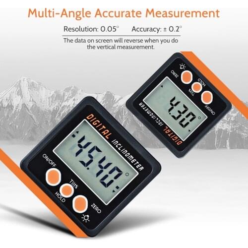 Digital Inclinometer 0-360 Electronic Protractor Aluminum Alloy Shell Digital Bevel Box Angle Gauge Meter Magnets Base