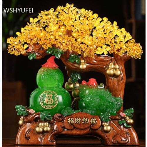 Golden Resin Feng Shui Ornaments Living Room Wine Cabinet Lucky Fortune Decoration Shop Opening Decor Gifts Home Accessories