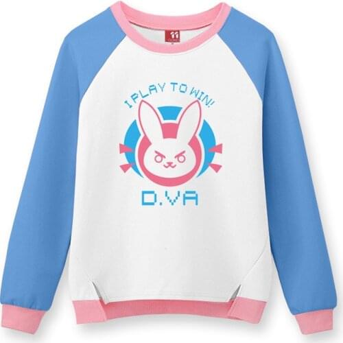 Hot Game Overwatches D.va Crewneck Sweatshirt Autumn Women D.va Long Sleeve Cotton Sweatshirt Cosplay Halloween Costume props