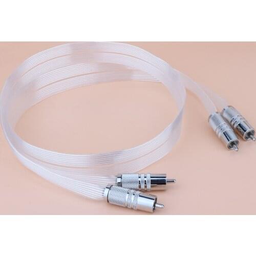 Hifi Audio Silver Plated OFC RCA interconnect cable with silver plated RCA Plug Cable HI-end RCA to RCA Extension Cord