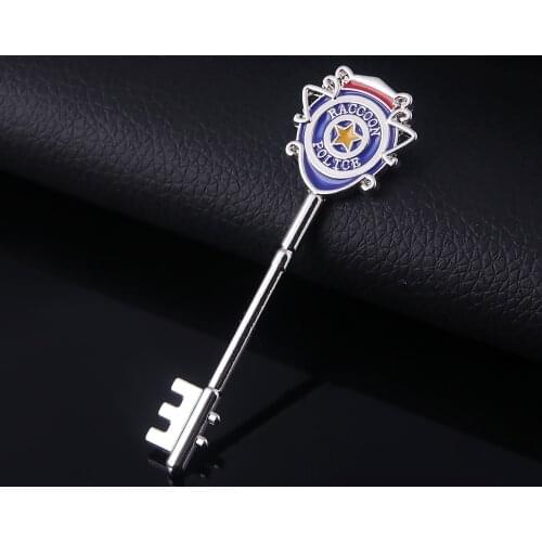 Game Residents Evils 3 Key Keychain Raccoon City Police Station Jill Valentine S.T.A.R.S. Key Pendant Cosplay Jewelry