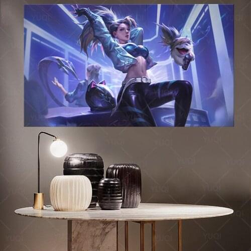 KDA All Out Akali Canvas Painting Home Decor LOL Game Poster League of Legends Wall Picture for Living Room Decor Birthday Gift