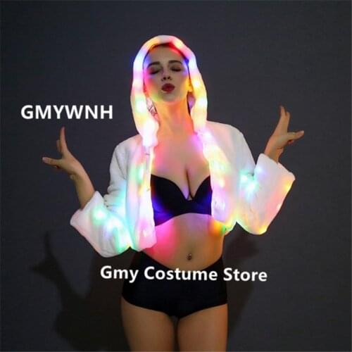 CC61 Ballroom dance led light costumes colorful luminous jacket stage catwalk outfit singer performance coat party wears disco