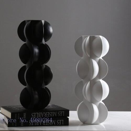 Creative Ceramic Vase Semicircle Geometric Irregular Flower Arrangement Ceramic Handicraft Ornaments Modern Home Decoration