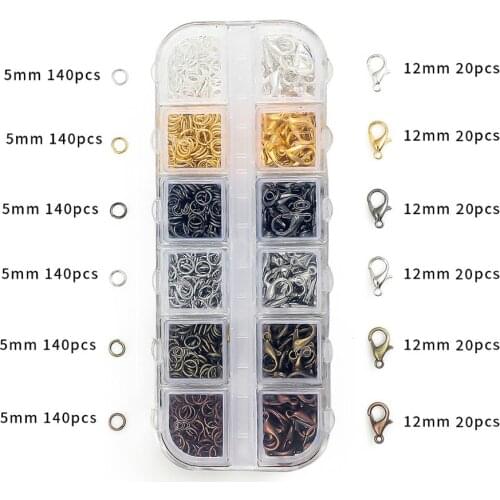 Metal accessories Jewelry Findings Tool Set Copper Wire Open Jump Rings Lobster clasp Earring Hook for Jewelry Making Supply Kit