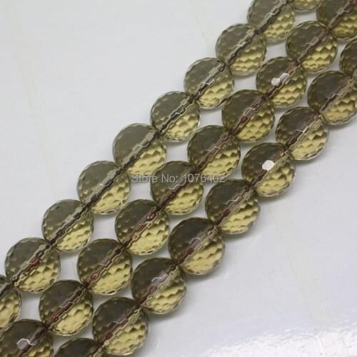 MIni.order is $7! Wholesale is 28pcs.14mm Faceted Smoky Brown Quartz Round DIY Loose Beads 15"