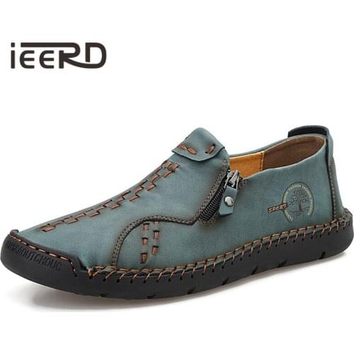 Fashion Slip-On Leather Casual Shoes Men Loafers Soft Men Flats Shoes Outdoor Driving Shoes Zapatos Large Size