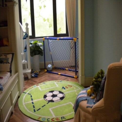 Cartoon fashion green football carpet the living room bedroom bedside chair round computer boy playmat acrylic rug pad mat