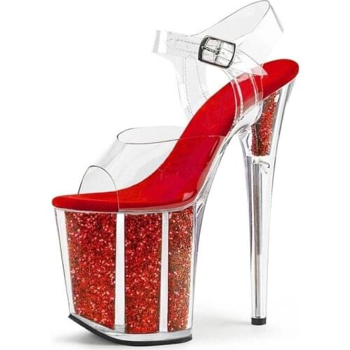 Sky High Platform Women Sandals 15CM PVC Transparent Sandals 2018 Summer High Heel Dress Shoes Big Size Party Dress Shoes