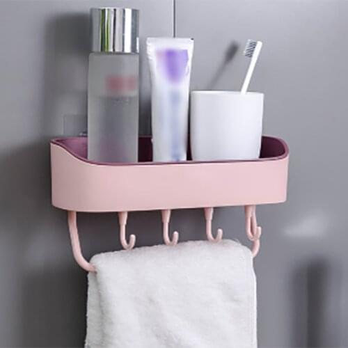 Non-perforated Bathroom Wall Hanging SuppliesBathroom Multifunctional Kitchen Plastic Storage Holder With Suction Home Gadgets