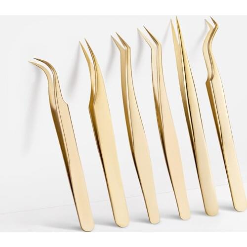 Wholesale Eyelash Tweezers Stainless Steel High Precision Lashes Extension 100% Closed Eyelashes Tweezers High Quality Lash Tool