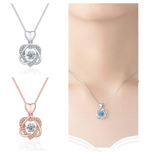 Popular Rose Gold Heart Pendant Necklace Jewelry Girls Choker Accessories Quality Silver Plated Necklace Women Crystal Bijou