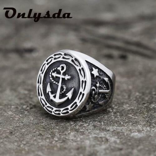 Punk Rock Rudder Anchor Ring 316L Stainless Steel Band Party Biker Jewelry Spade Skull Ring Dropshipping Boyfriend Gift OSR629