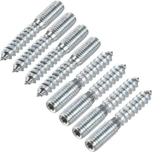 Uxcell 8Pcs M8 M6 M10 Carbon Steel Double Headed Bolt Screw Hanger Bolt Self-Tapping Screw for Furniture Blue White Zinc Plated