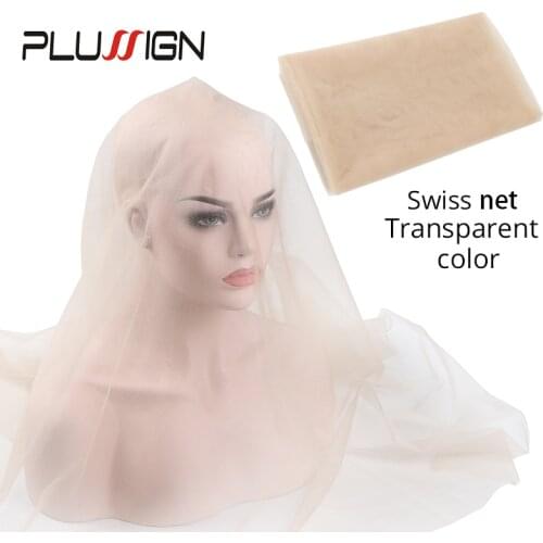 Plussign 1/4 Yard Hair Weaving Netting Top Swiss Lace Material Basement Foundation Toupee Frontal Closure Net For Making Wigs