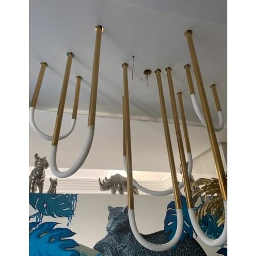 Nordic post-modern atmosphere minimalist creative personality U-shaped hall exhibition hall staircase LED U-shaped chandelier