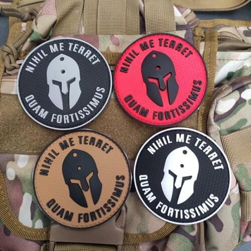 Spartan Tactical Helmet 3D PVC Patch Nihil Me Terret Quam Fortissimus Military Spartacus Equipment Accessories For Clothes
